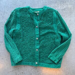 Vintage Y2k Gene Ewing Bis Bis Green Crinkled Longsleeve Women's Medium